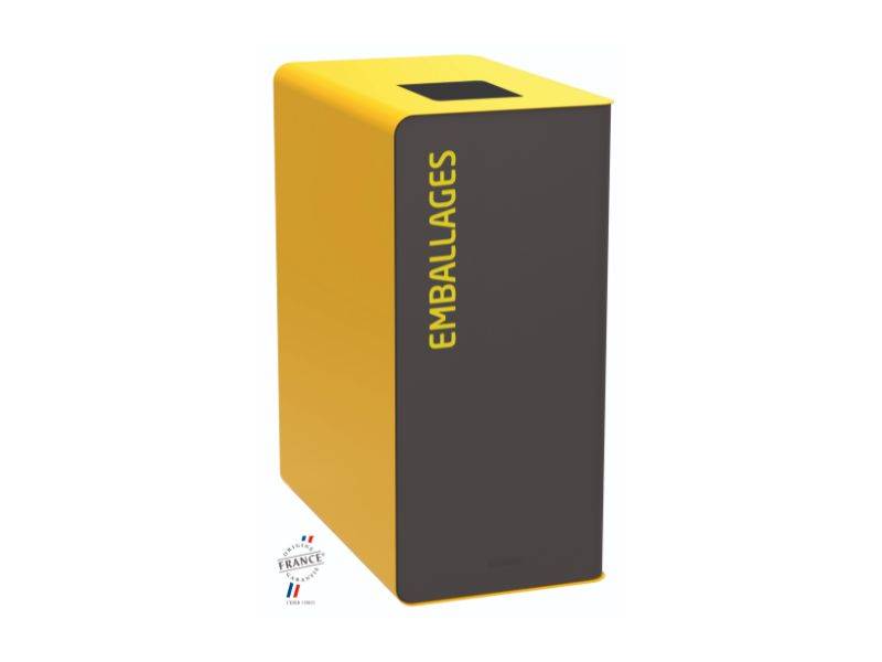 Borne de tri Cubatri - Emballages Façade Gris manganèse - Sans roulettes - 90 L
