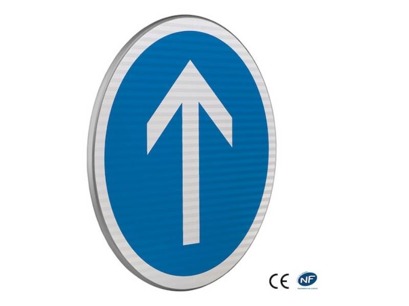 B21b Direction obligatoire tout droit- CL2 En Acier,  t. Miniature