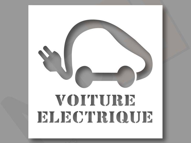 Pochoir Places Réservées - Pochoir Voiture Électrique Texte