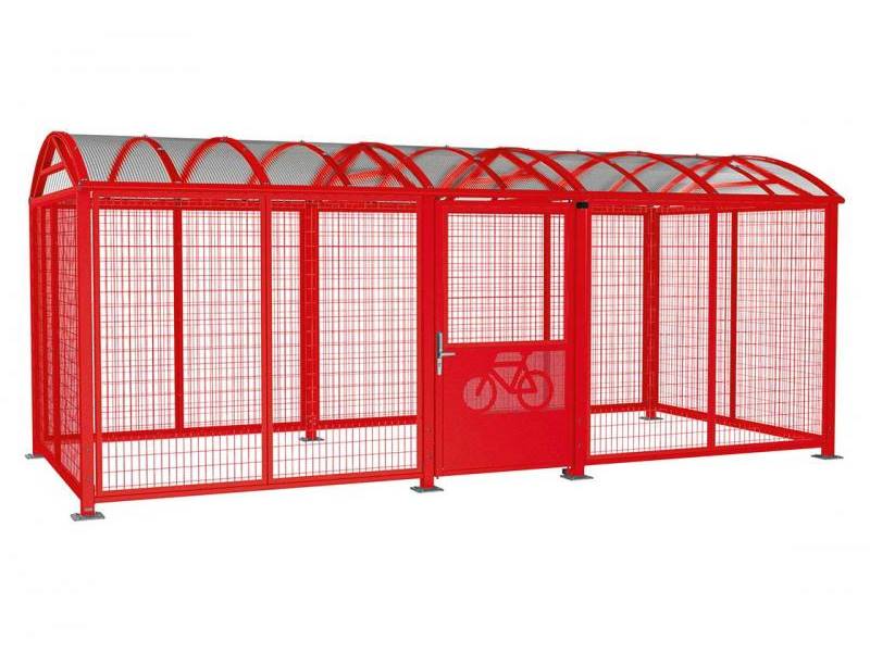 Abri-Vélo sécurisé XXL - grillage peint- Digicode, RAL3020 rouge