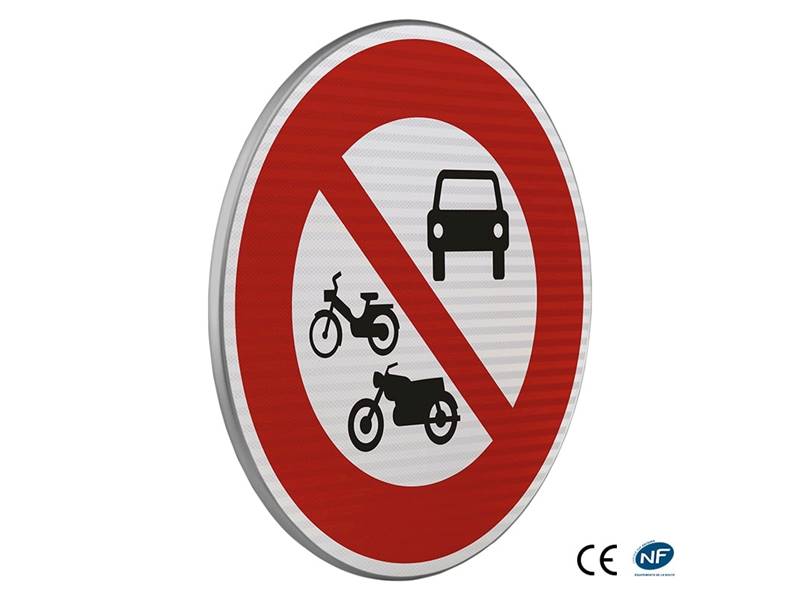 B7b Accès interdit tout véhicules à moteur- CL2 En Aluminium,  t. Normale