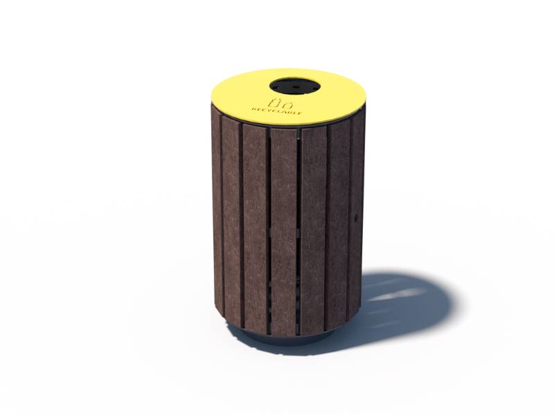 Corbeille de TRI en acier-Plastique recyclé COLLEKT 60 litres - Couvercle Jaune
