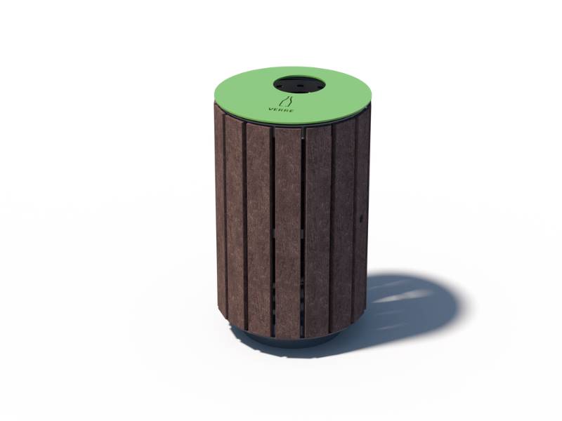 Corbeille COLLEKT 110 litres - acier-Plastique recyclé - Couvercle Vert