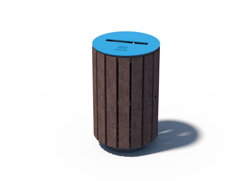 Corbeille COLLEKT 110 litres - acier-Plastique recyclé - Couvercle Bleu